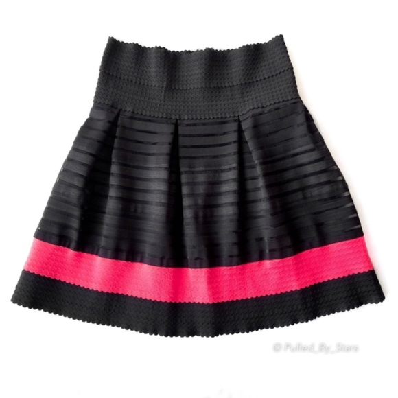 Hot Pink and Black Mini Skirt with Stretch - Picture 1 of 6